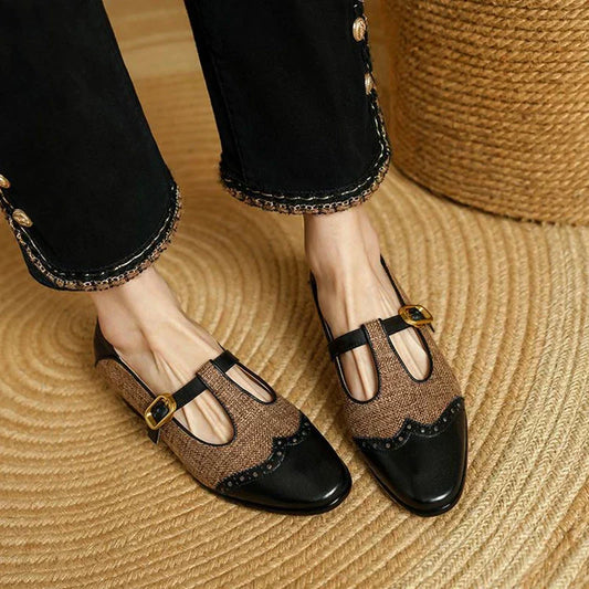 Margot | Vintage Cuir T-Bar Chaussures