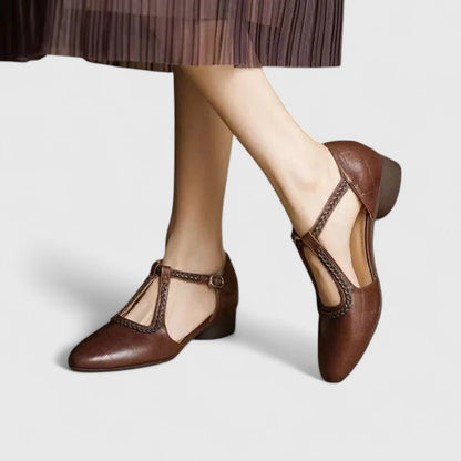Camille | Texturé Bride en T Flat Sandales