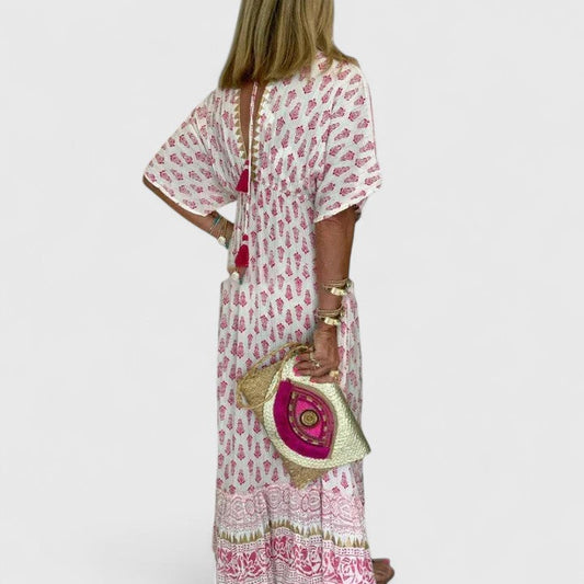 Serena | Bohème Print Robe Longue