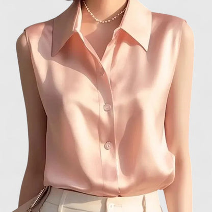 Celeste | Sans Manches Satin Blouse