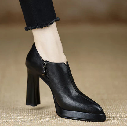 Elena | Side-Zip Talon Bloc Escarpins