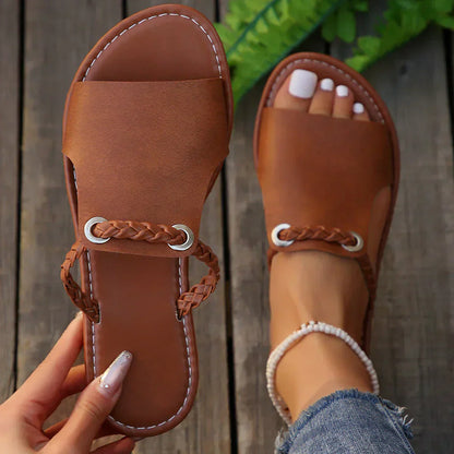 Bianca | Tissé Cuir Enfiler Sandales