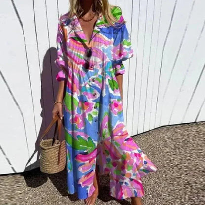 Luna | Bohème Deep-V Robe Longue