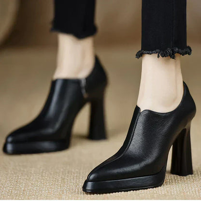 Elena | Side-Zip Talon Bloc Escarpins