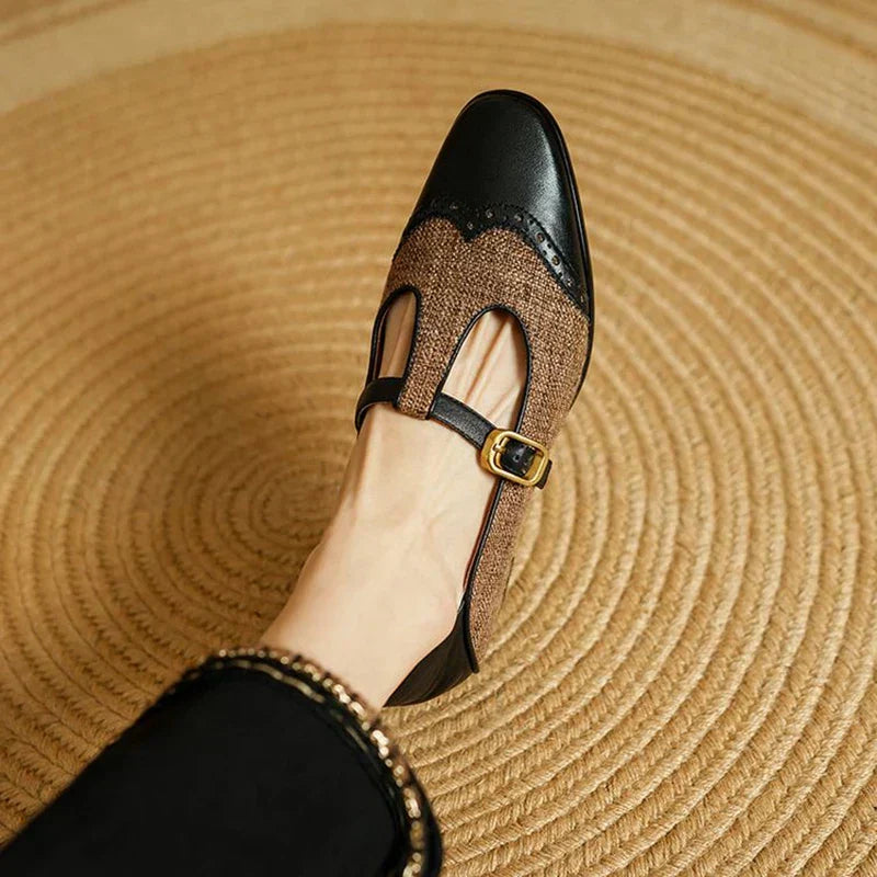 Sophia | Vintage T-Bar Cuir Chaussures