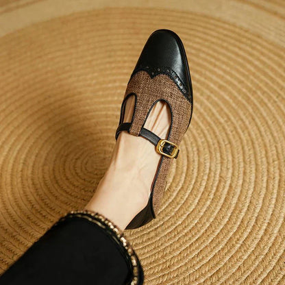 Sophia | Vintage T-Bar Cuir Chaussures
