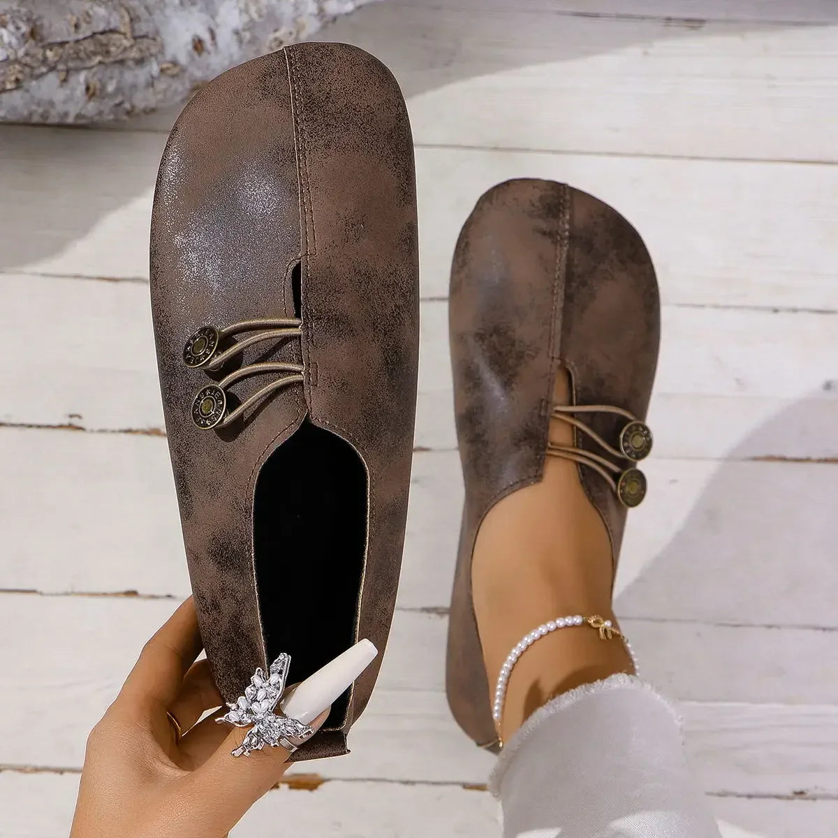 Isadora | Mocassin Suède à Boutons