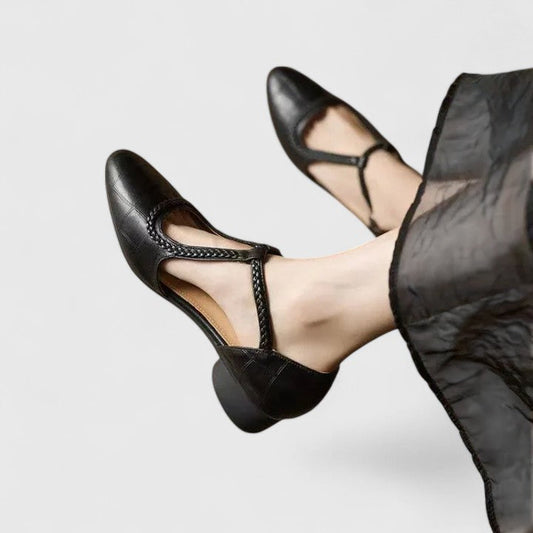 Camille | Texturé Bride en T Flat Sandales