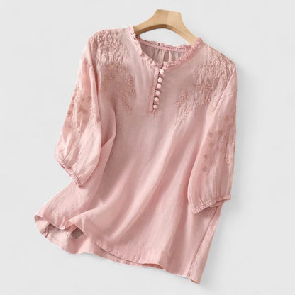 Isabella | Boutonnée Devant Brodé Blouse