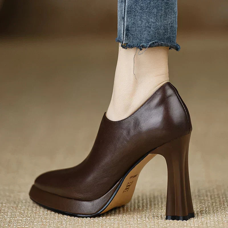 Elena | Side-Zip Talon Bloc Escarpins