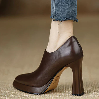 Elena | Side-Zip Talon Bloc Escarpins