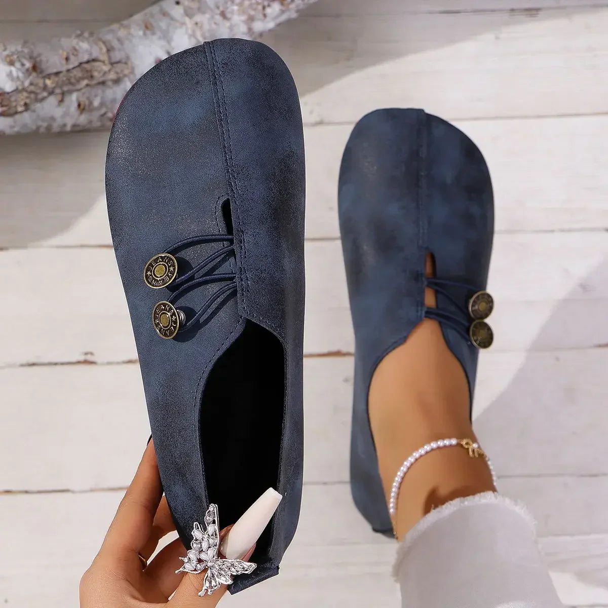 Isadora | Mocassin Suède à Boutons