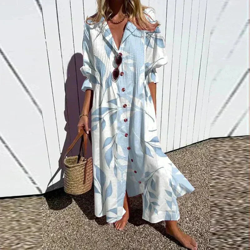 Luna | Bohème Deep-V Robe Longue