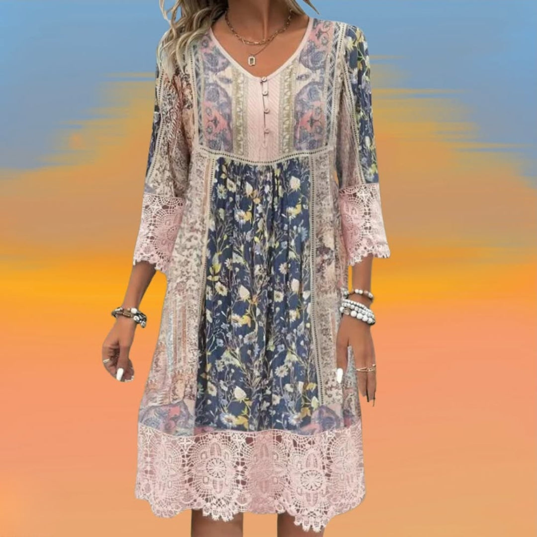 Élodie | Robe Bohème Luxe à Motifs Floraux
