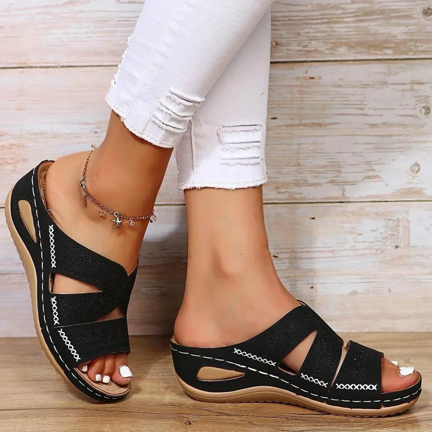 Chloe | Crystal Embellished Sandales Orthopédiques