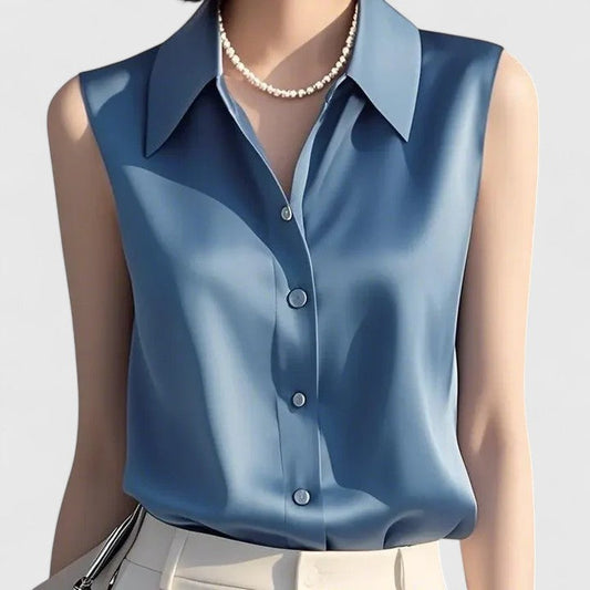 Celeste | Sans Manches Satin Blouse