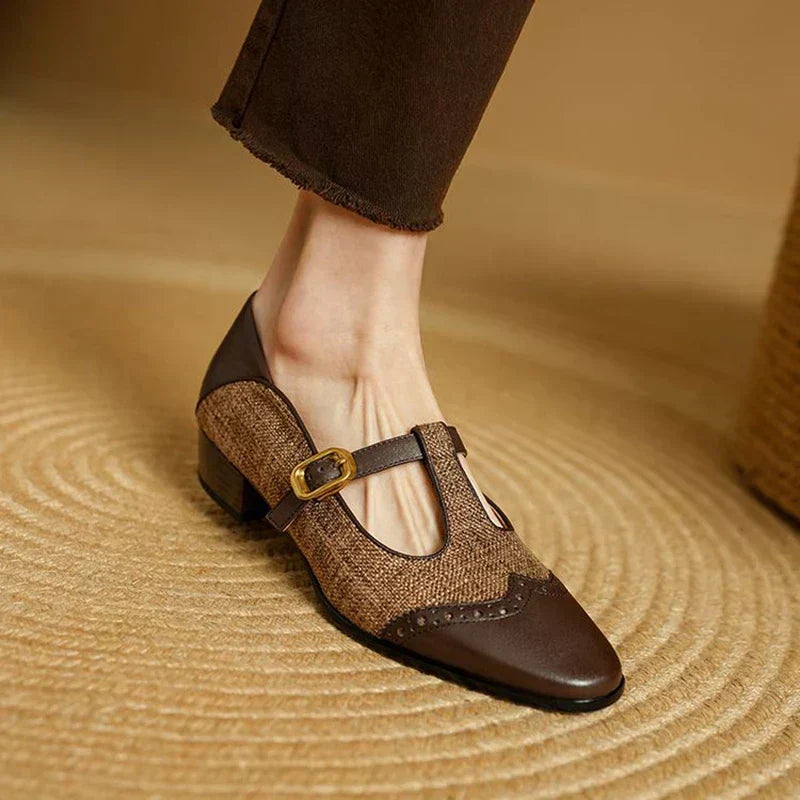 Margot | Vintage Cuir T-Bar Chaussures