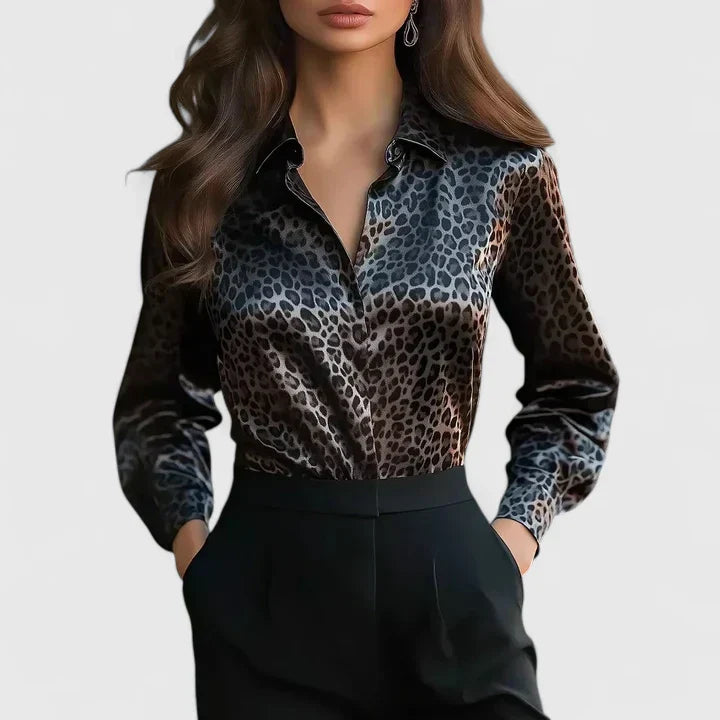 Bianca | Snake Print Collared Blouse
