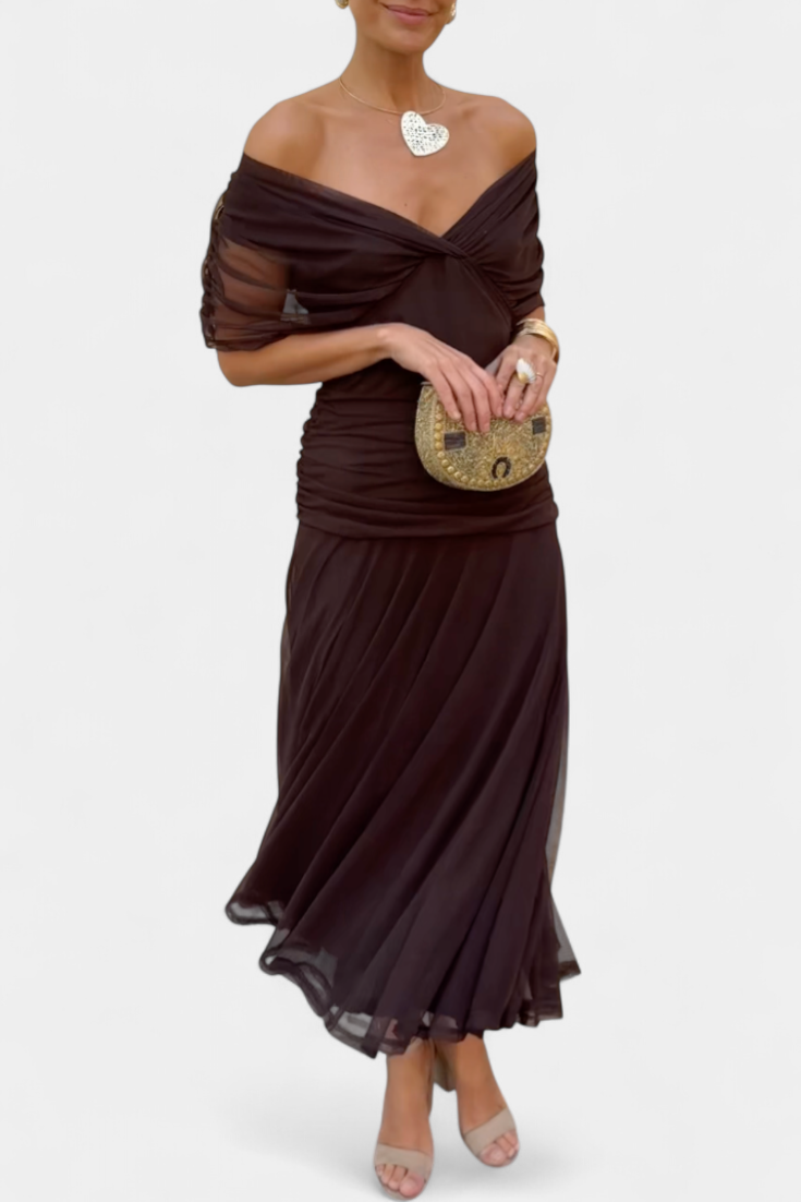 Gabrielle | Plissé Floral Robe Longue