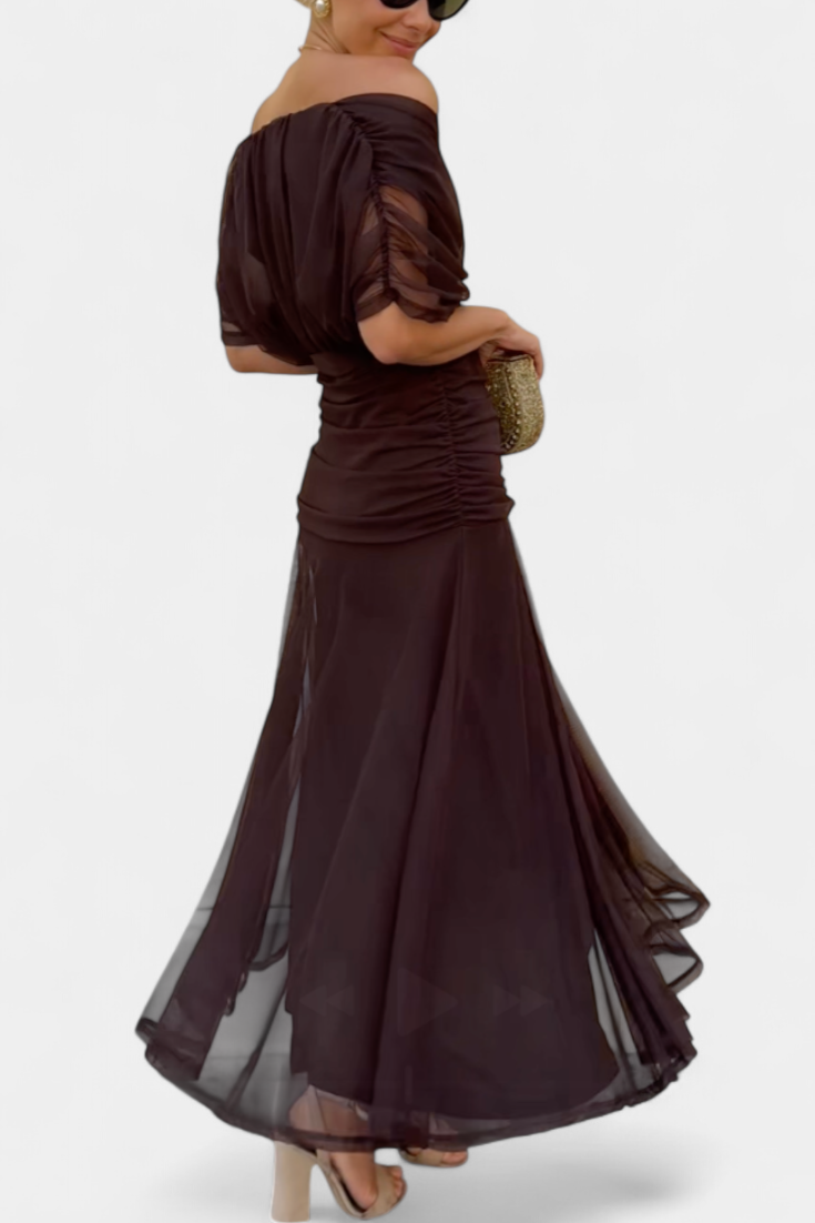 Gabrielle | Plissé Floral Robe Longue