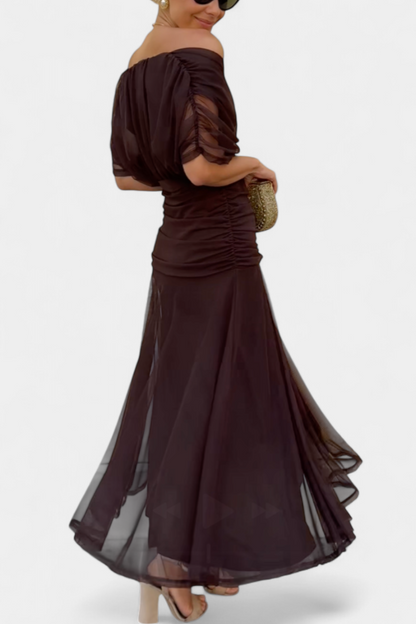 Gabrielle | Plissé Floral Robe Longue