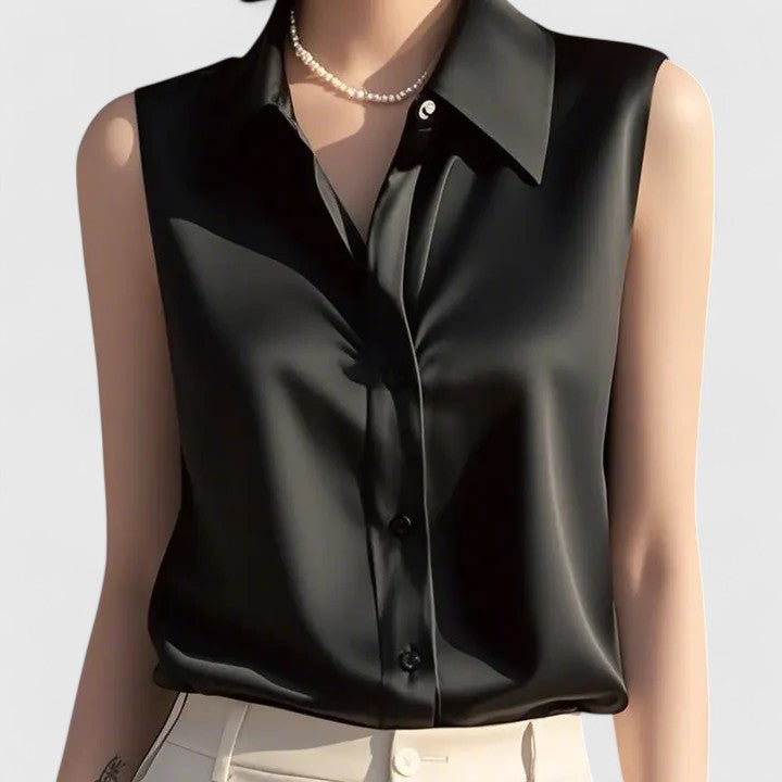 Celeste | Sans Manches Satin Blouse