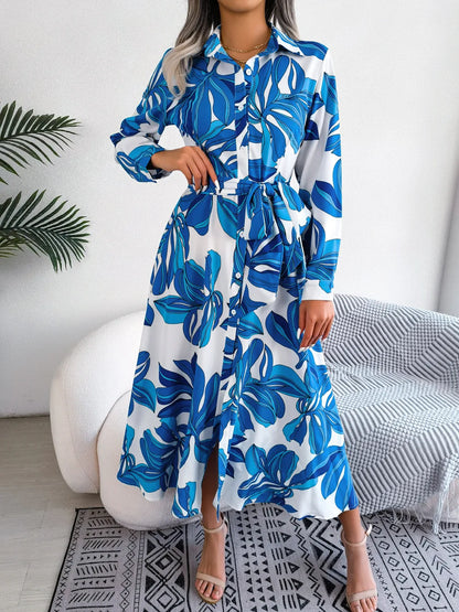 Vivienne | Floral Mi-Longue Robe Chemise