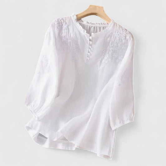 Isabella | Boutonnée Devant Brodé Blouse