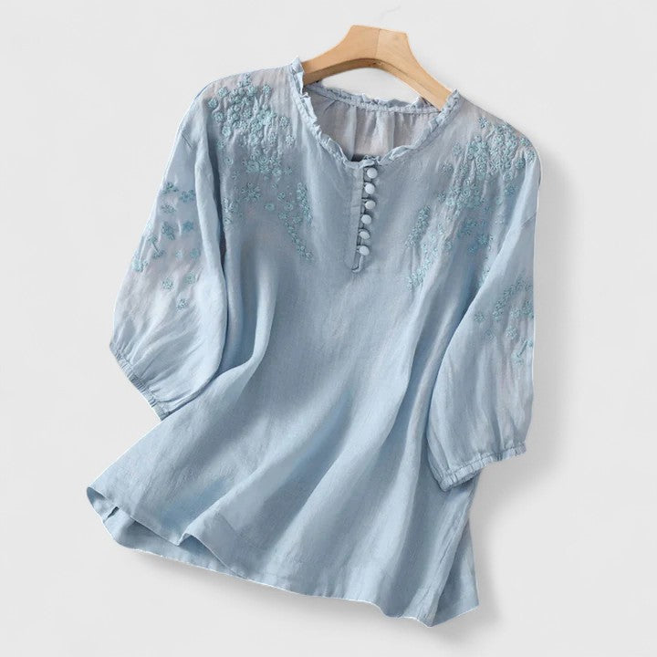 Isabella | Boutonnée Devant Brodé Blouse