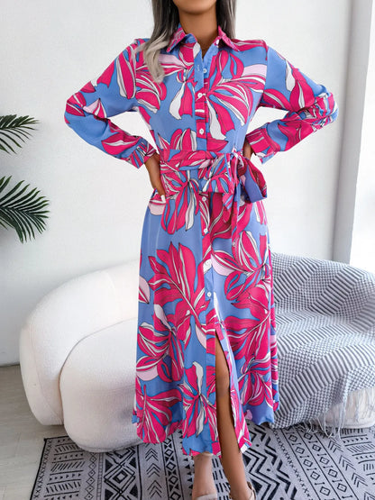 Vivienne | Floral Mi-Longue Robe Chemise