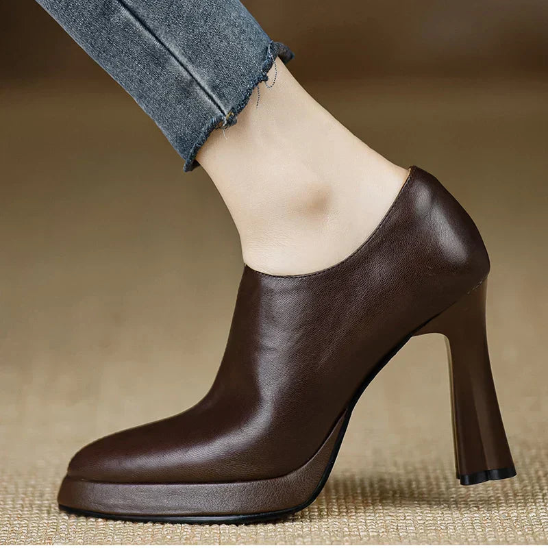 Elena | Side-Zip Talon Bloc Escarpins