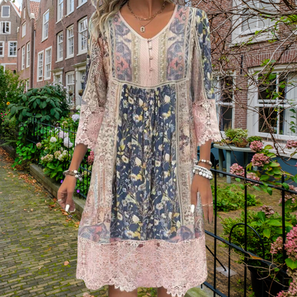 Celeste | Bohème Floral Robe Mi-Longue