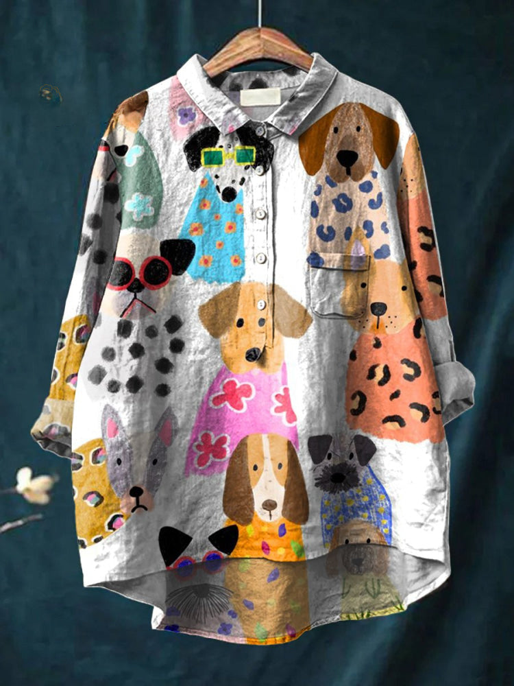 Victoire | Chemise Imprimé Chien Artistique