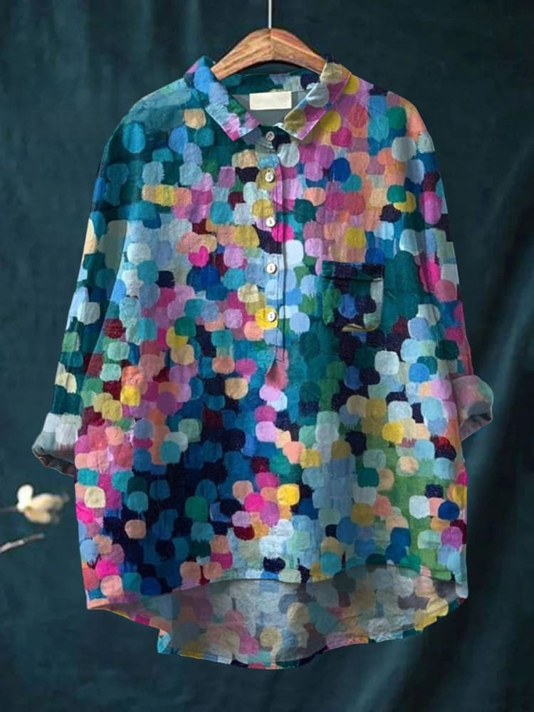 Zoé | Chemise Lin à Motifs Pois Colorés