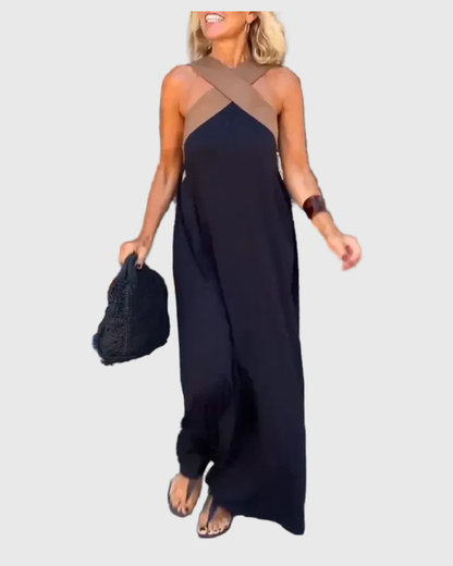 Lydia | Cross-Neck Fluide Robe Longue