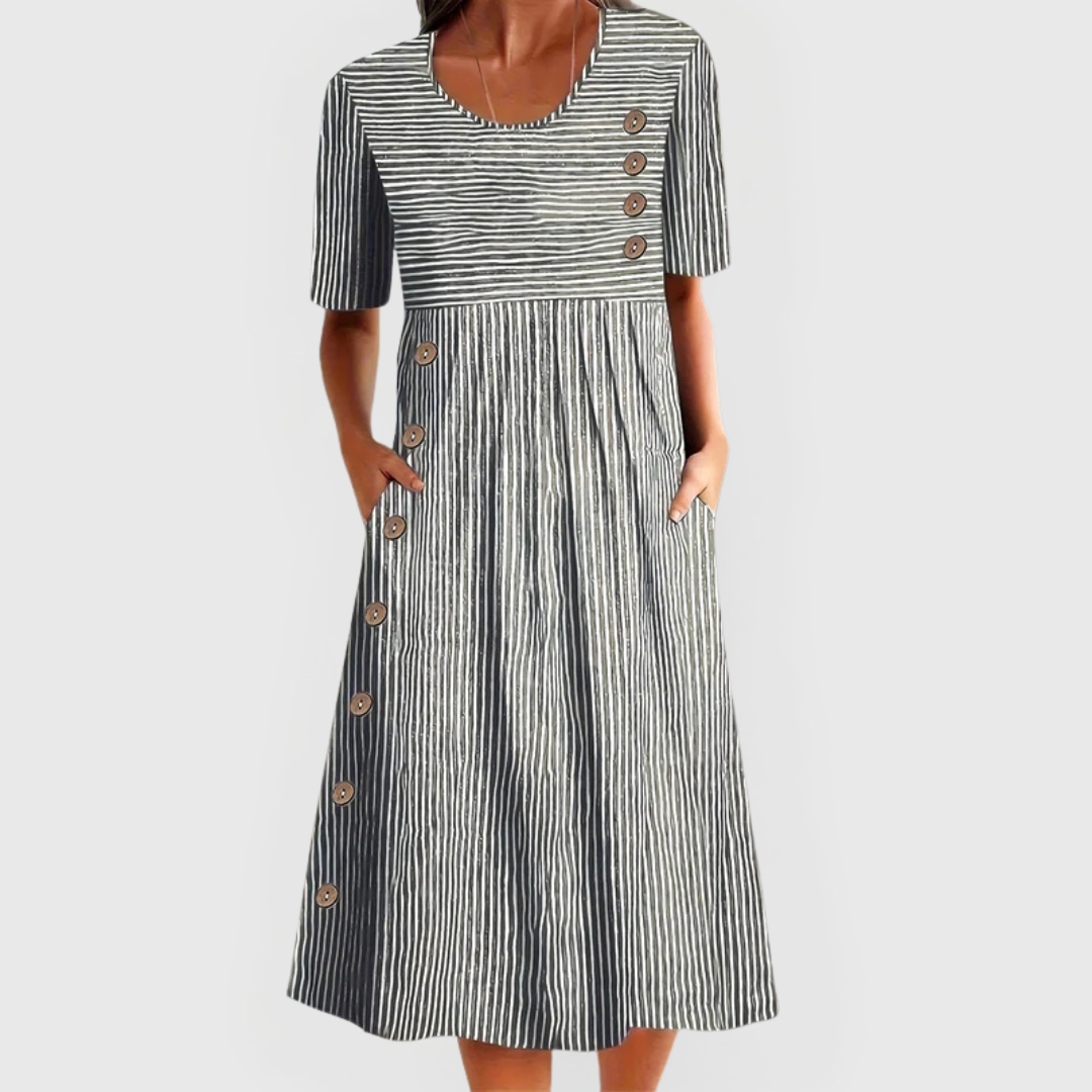 Estelle | Rayé Robe Mi-Longue
