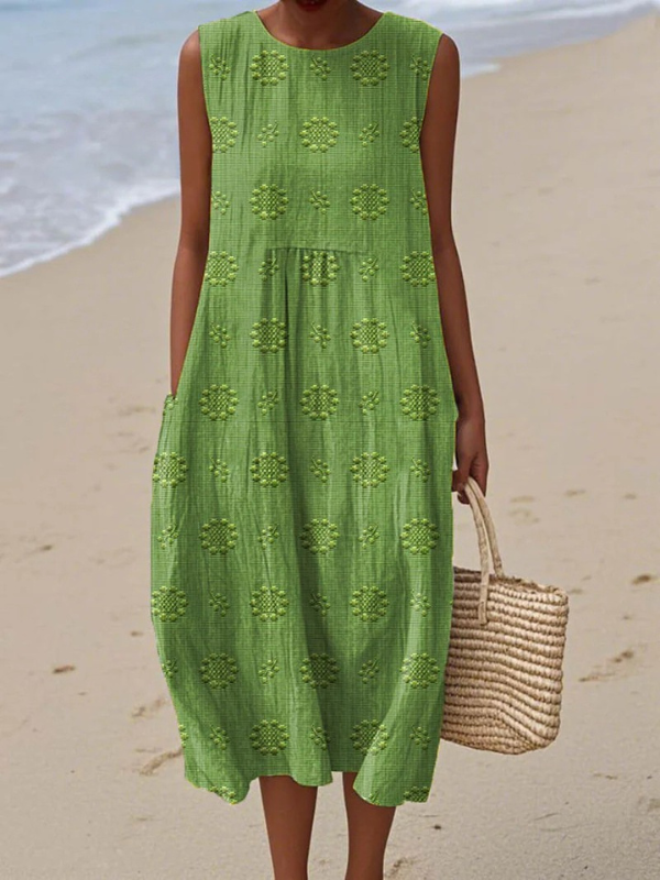 Clara | Robe Midi à Motifs Brodés