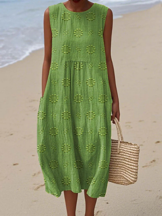 Clara | Robe Midi à Motifs Brodés