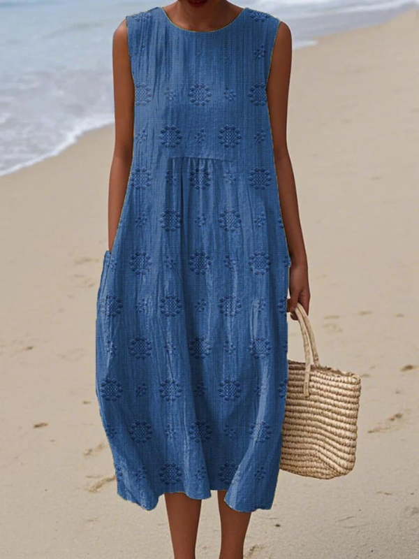 Clara | Robe Midi à Motifs Brodés