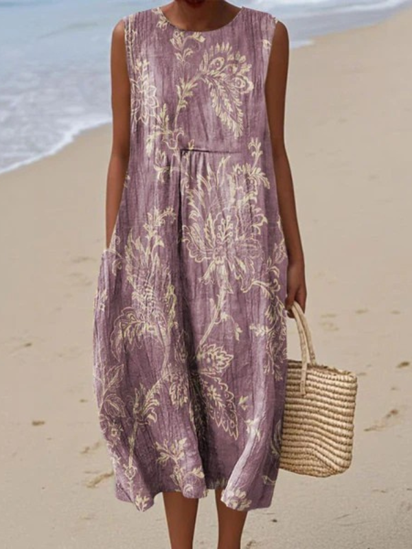 Gabrielle | Robe Midi Florale Sans Manches