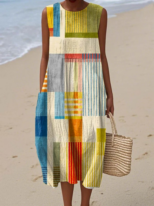Camille | Robe Midi Géométrique