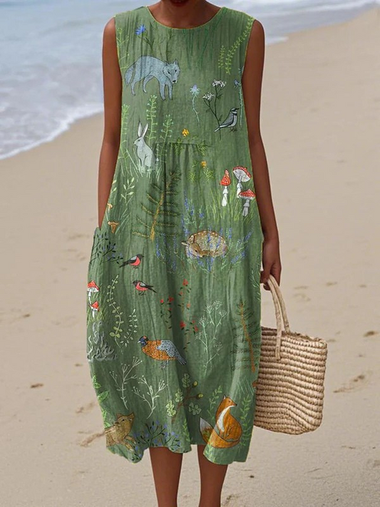Émilie | Robe Midi Motif Boisé