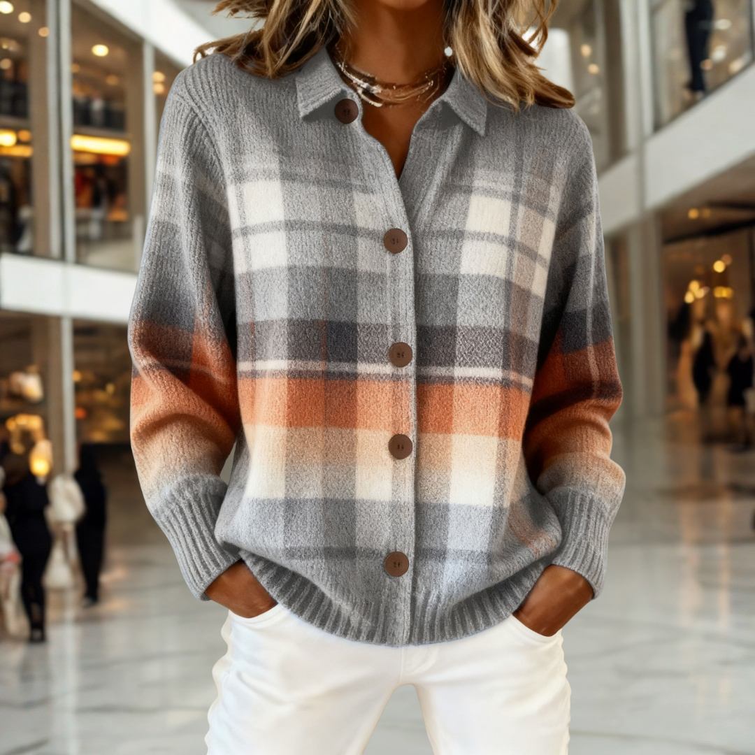 Sophia | Vintage Écossais Cardigan Gilet