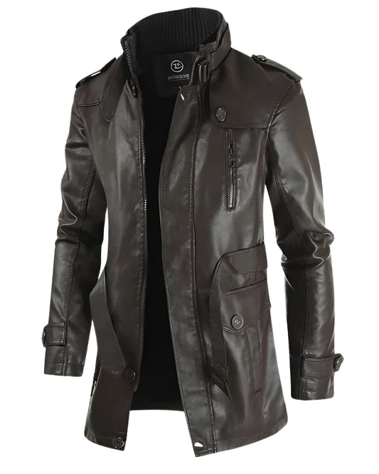 Romain | Manteau Long en Cuir Élégant