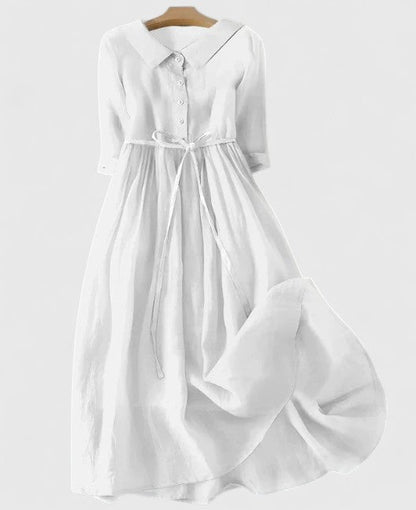Élodie | Robe Mi-Longue en Coton-Lin