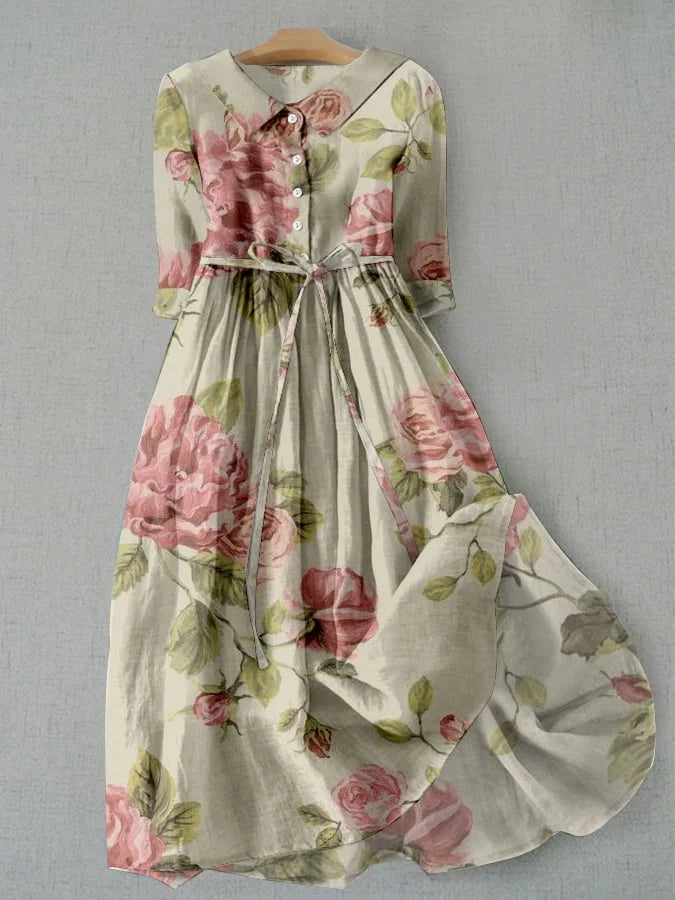 Iris | Vintage Rose Robe Mi-Longue