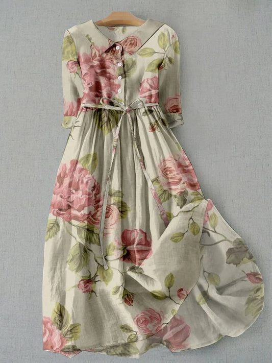 Iris | Vintage Rose Robe Mi-Longue