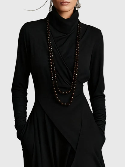 Freya | High-Neck Drapé Robe Longue