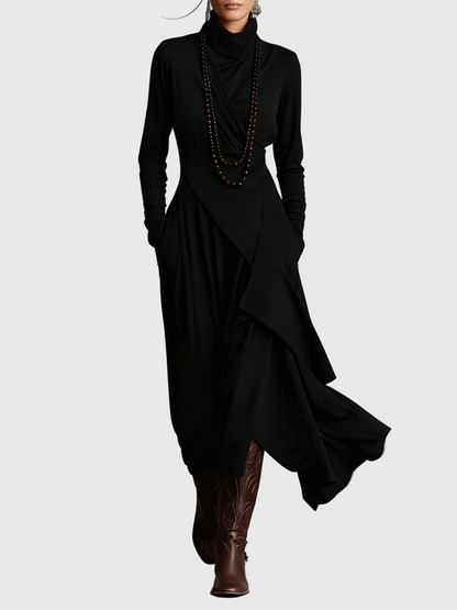 Freya | High-Neck Drapé Robe Longue
