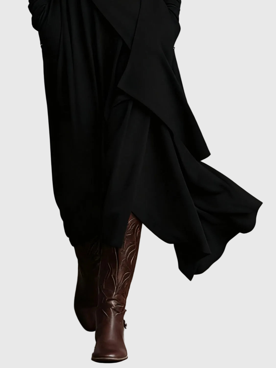 Freya | High-Neck Drapé Robe Longue